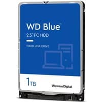 Western Digital Blue 1TB internal hard drive, 2.5" size, blue label, 5400 RPM, 128 MB cache.