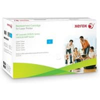 Xerox cyan toner cartridge box with colorful design, compatible with HP 504A, yields 7K pages at 5% coverage.