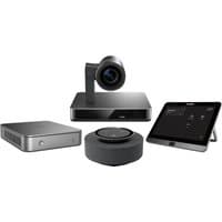 Yealink MVC660 video conferencing system with 8 MP camera, touchscreen panel, speakerphone, and Ethernet LAN box.