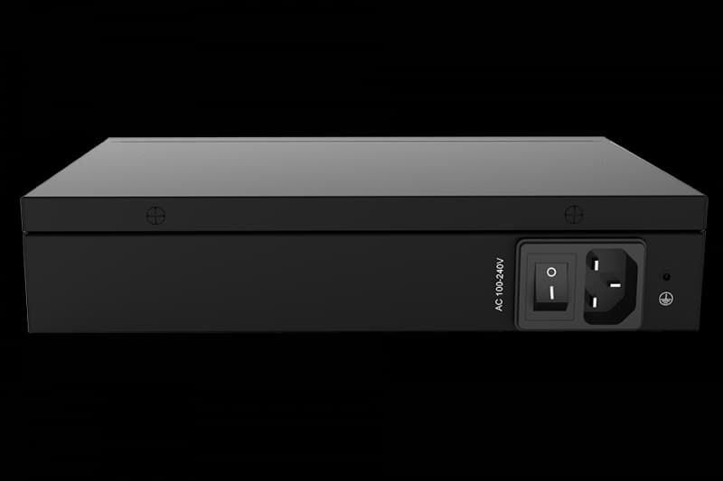 Yeastar 2*BRI Ports Gateway/controller in sleek black metal, featuring two BRI ports and a power input, designed for efficient connectivity at 10/100 Mbit/s.