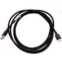 Black Zebra USB cable, 2.13 m, with USB A and USB C connectors, coiled neatly.
