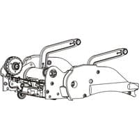 Black and white illustration of Zebra P1027135-046 printer/scanner spare part with gears and mounting brackets.