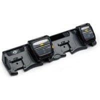 Black Zebra P1063406-053 mobile device charger with dual slots and LED indicators for portable printers.