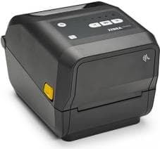 Black Zebra printer/scanner accessory featuring a compact design, control buttons on top, and a yellow lever on the side, intended for cutting functionality.