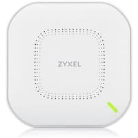 White Zyxel WAX610D wireless access point with rounded edges and perforated square design.