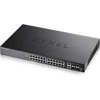 Black Zyxel XGS2220-30 Managed L3 Gigabit Ethernet switch with 24 ports and 4 SFP+ slots, sleek rectangular design.
