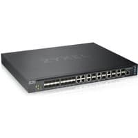 Black Zyxel XS3800-28 Managed L2+ 10G Ethernet switch with 28 ports and sleek, rectangular design.