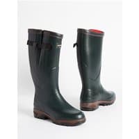 Bronze Aigle Parcours 2 ISO boots, UK 11, with adjustable gusset, dark green rubber, and brown sole.
