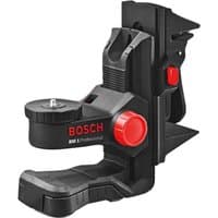 Black Bosch BM 1 Professional Mount with red adjustment knob and clamp, designed for versatile tool attachment.