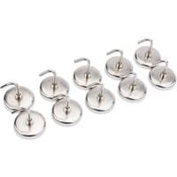 Draper Magnetic Hook Set, 10 silver round hooks with curved tops, suitable for hanging, arranged in two rows.