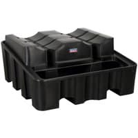 Black Sealey DRP22 drum rack with contoured top for drum storage, sturdy plastic construction, and Sealey logo.