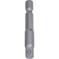 Snappy square drive bit, silver, 1/2x50mm, hexagonal shank with a smooth cylindrical midsection.