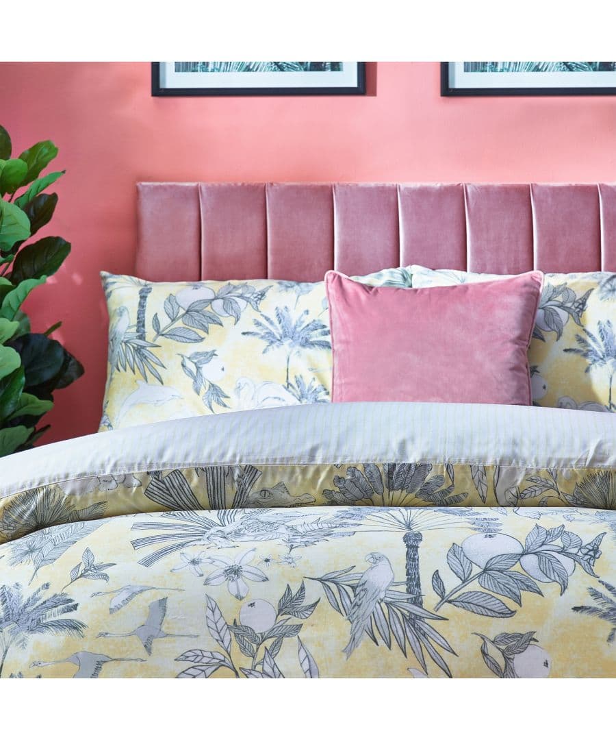 furn. Colony Palm King Size Yellow Botanical Duvet Cover Set - image 2