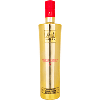 Gold bottle of Au Fruit Punch Vodka 70cl with red cap and black text detailing.