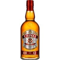 Chivas Regal 12 Year Blended Scotch Whisky 70cl bottle with gold label, red accents, and embossed crest.