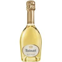 Ruinart Blanc de Blancs Champagne 375ml bottle with gold foil and elegant label.