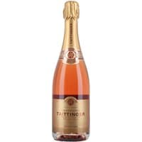 Taittinger Prestige Rose Champagne 75cl bottle with pink label, gold foil top, and embossed logo.