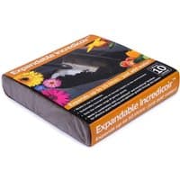 Thompson & Morgan Incredicoir 10L, compact brown block with colorful floral packaging and expansion details.