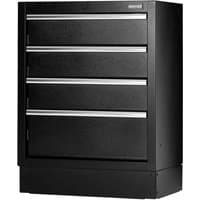 Black Bunker Modular 4 Drawer Floor Cabinet with sleek metal handles and a sturdy rectangular design.