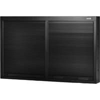Black Bunker Modular Tambour Door Wall Cabinet with dual sliding doors and a sleek, ribbed design.