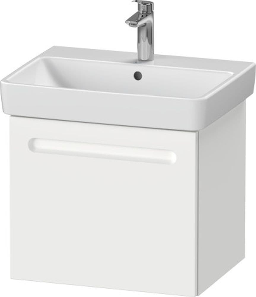 Wall-hung vanity unit in white matte finish featuring a single drawer and a sleek ceramic sink with a modern chrome faucet, measuring 540mm in width.