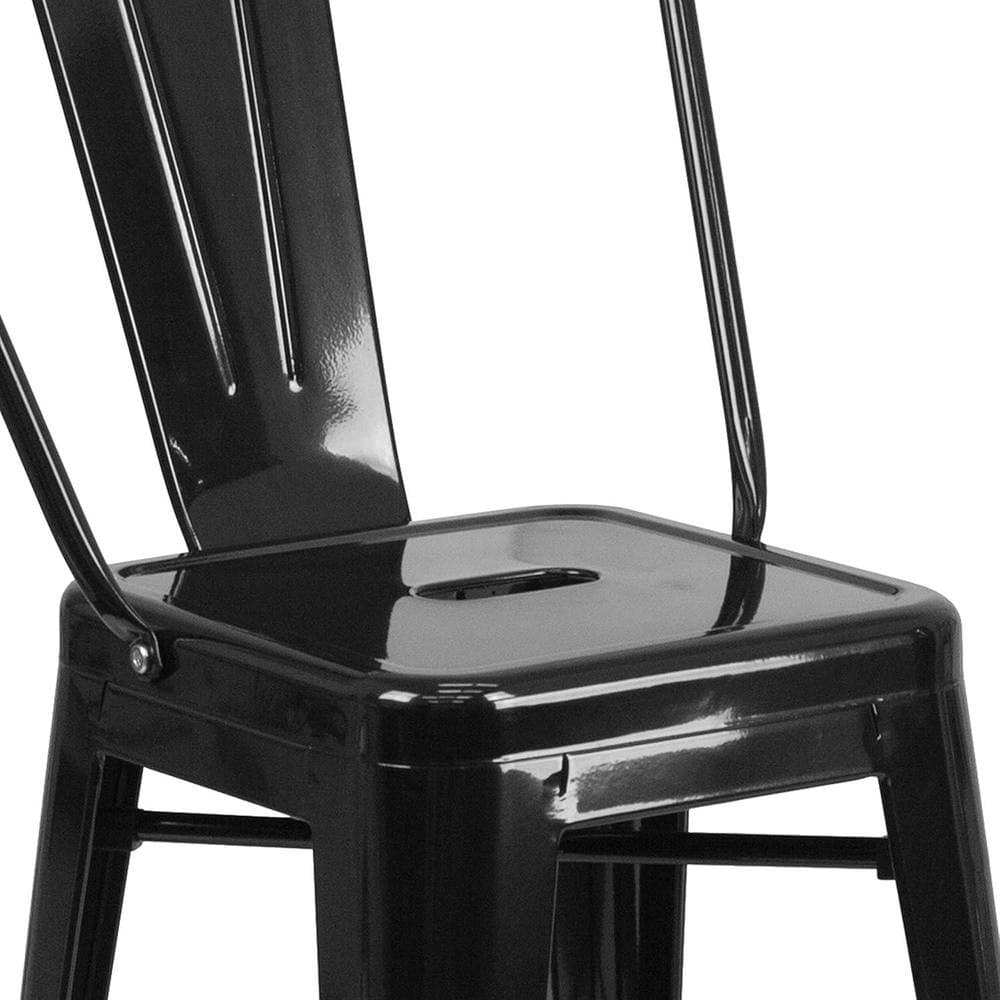 FWStyle Black Galvanised Steel Ready Assembled Bar Chairs 24 inch Set of 4 - image 2