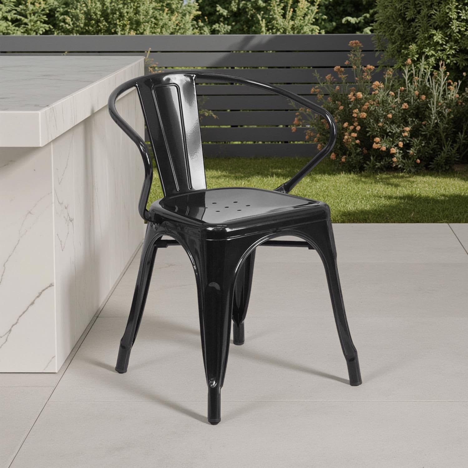 FWStyle Black Galvanised Steel Ready Assembled Chairs Set of 4 - image 2