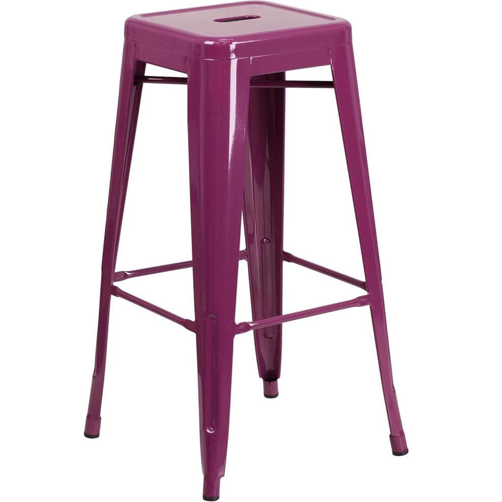 FWStyle Purple Galvanised Steel Ready Assembled Bar Stools 30 inch Set of 4 - image 2