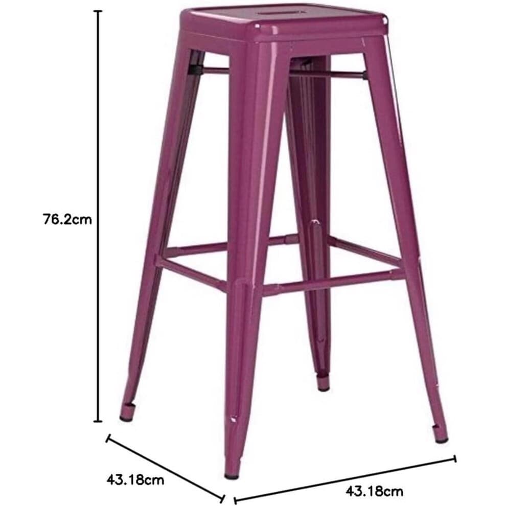 FWStyle Purple Galvanised Steel Ready Assembled Bar Stools 30 inch Set of 4 - image 3