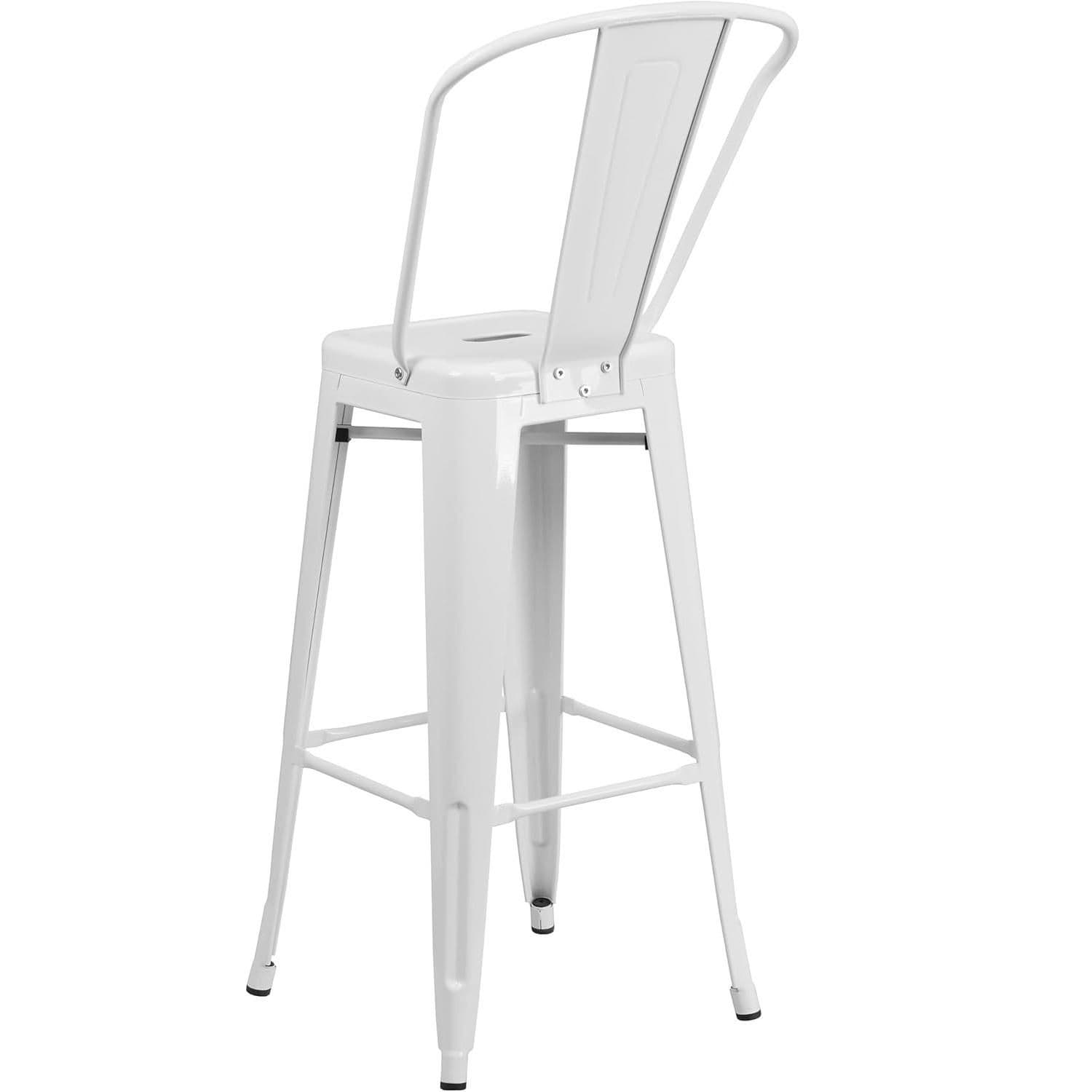 FWStyle White Galvanised Steel Ready Assembled Bar Chairs 30 inch Set of 4 - image 3
