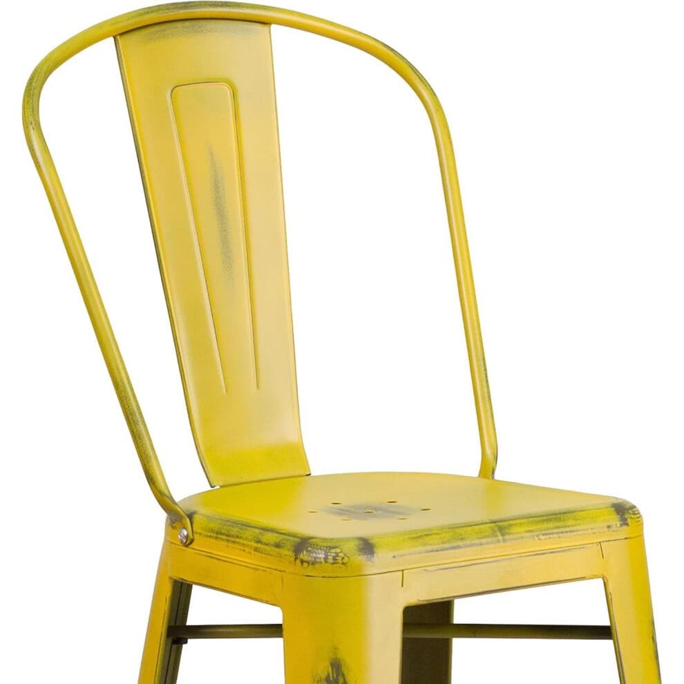 FWStyle Yellow Distressed Steel Bar Stool Set of 4 - image 4