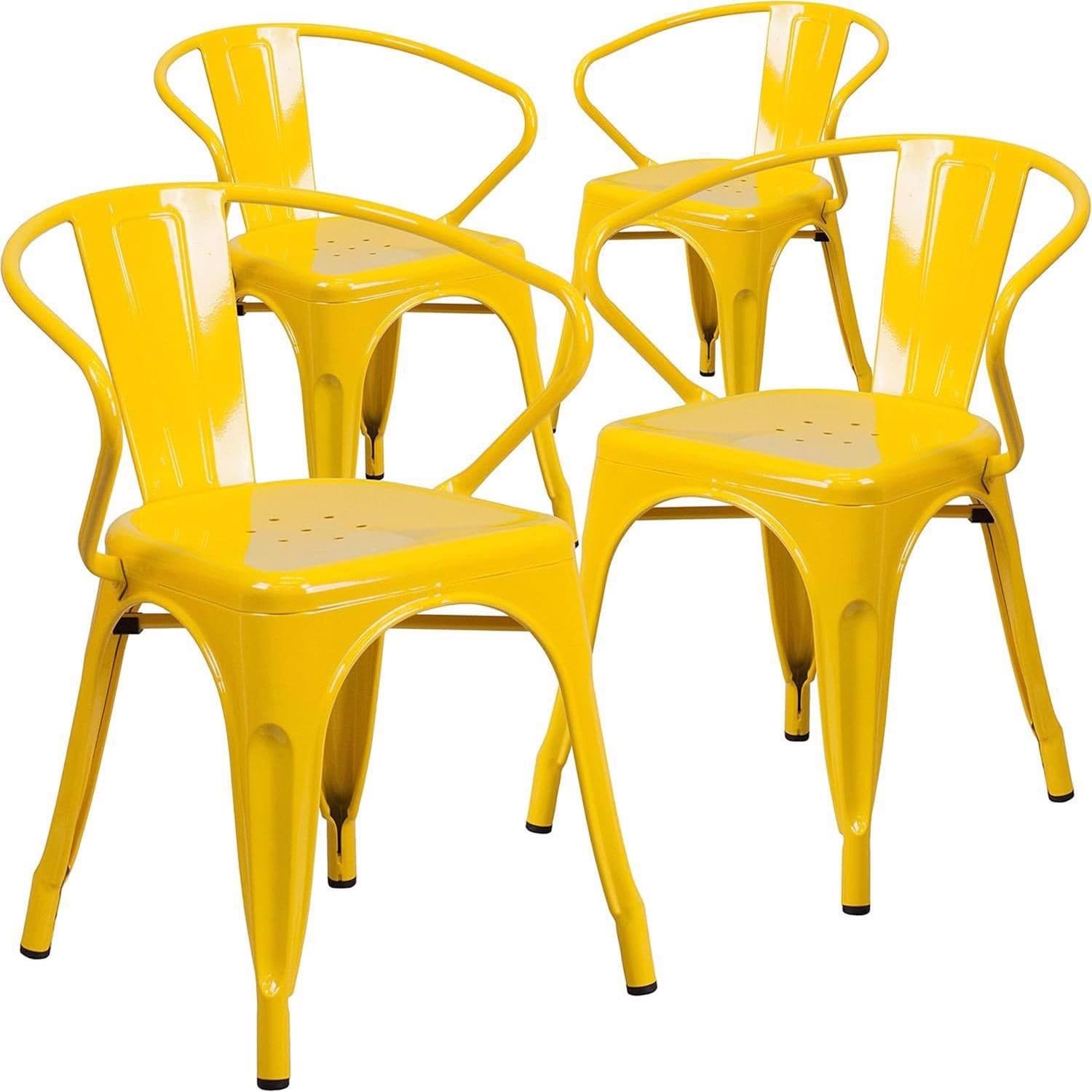 FWStyle Yellow Galvanised Steel Ready Assembled Chairs Set of 4 - image 2