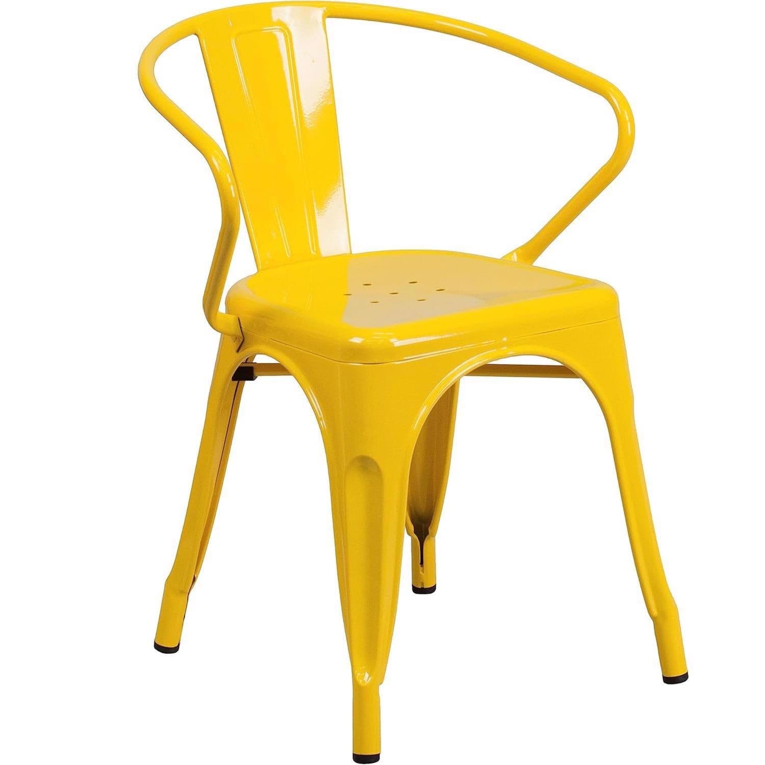 FWStyle Yellow Galvanised Steel Ready Assembled Chairs Set of 4 - image 3