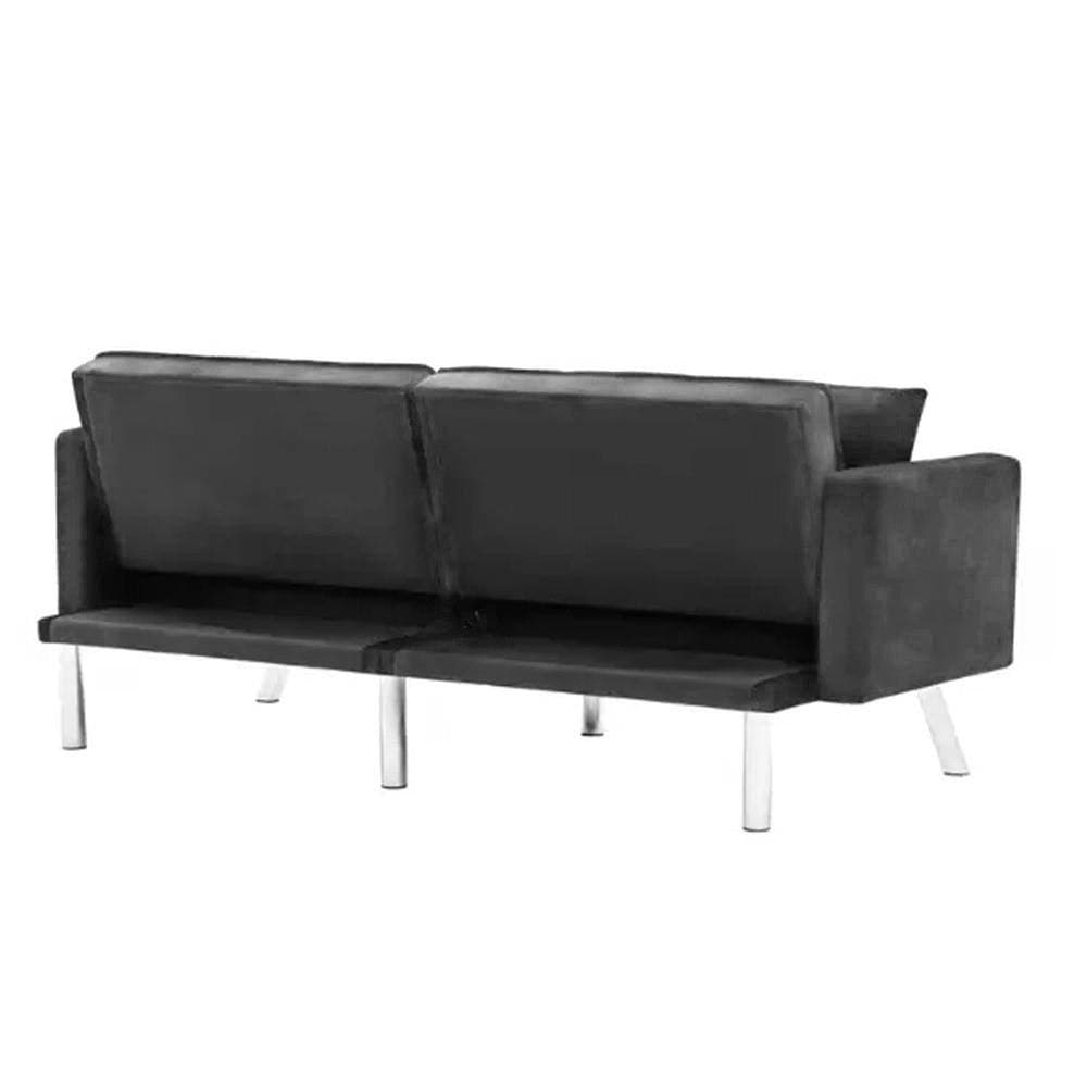 Portland 2 Seater Grey Velvet Sofa Bed with Pillows - image 4