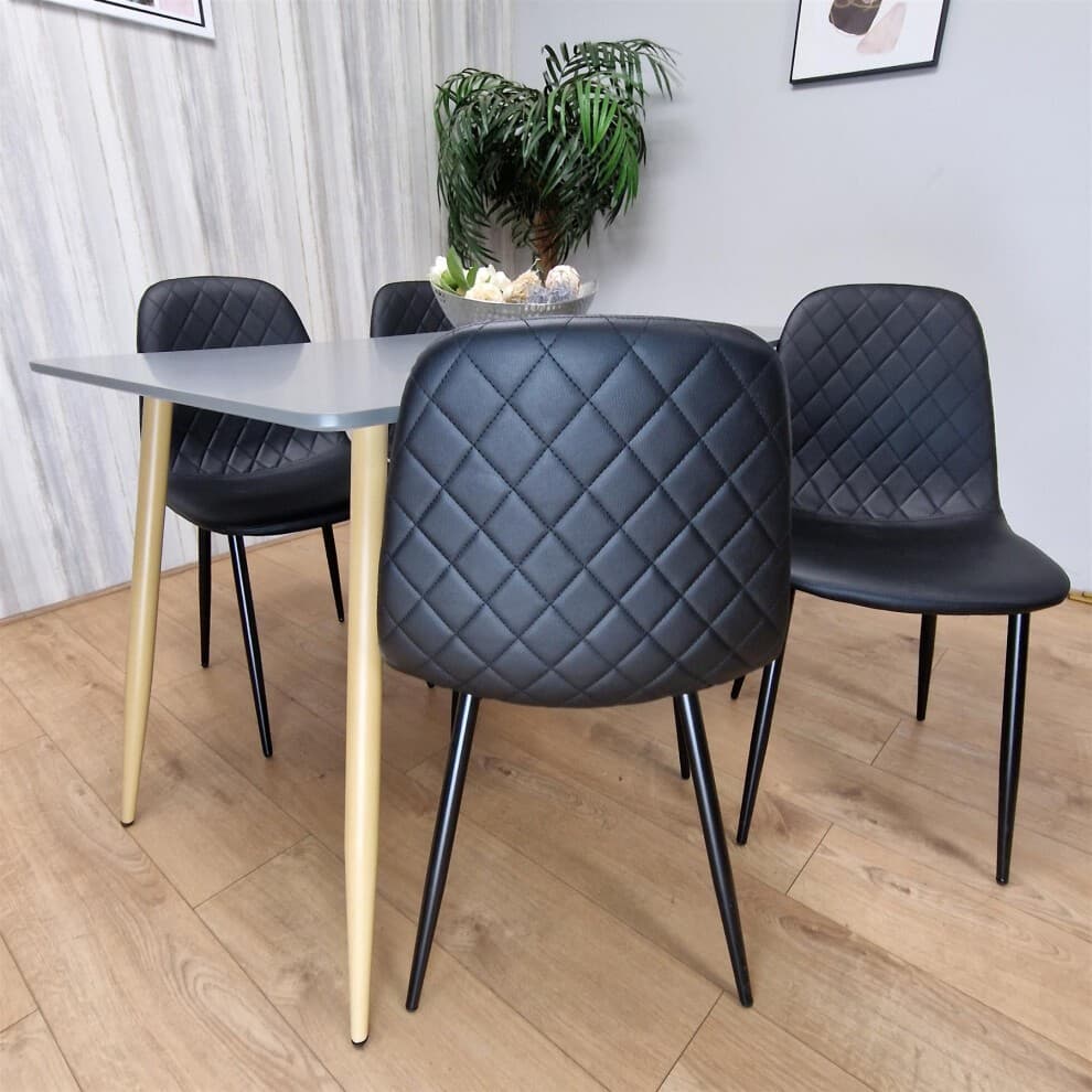 Portland 4 Seater Faux leather Dining Set Grey and Black - image 5
