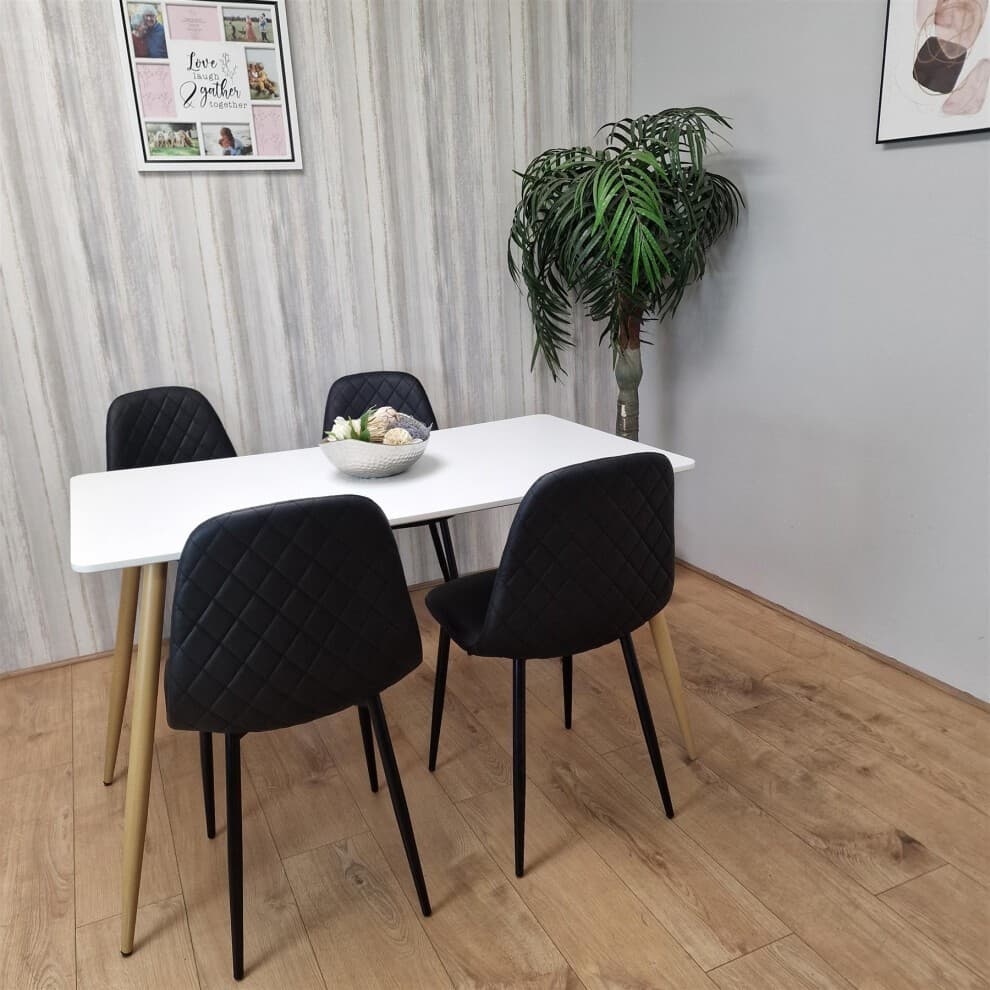 Portland 4 Seater Faux leather Dining Set White and Black - image 4