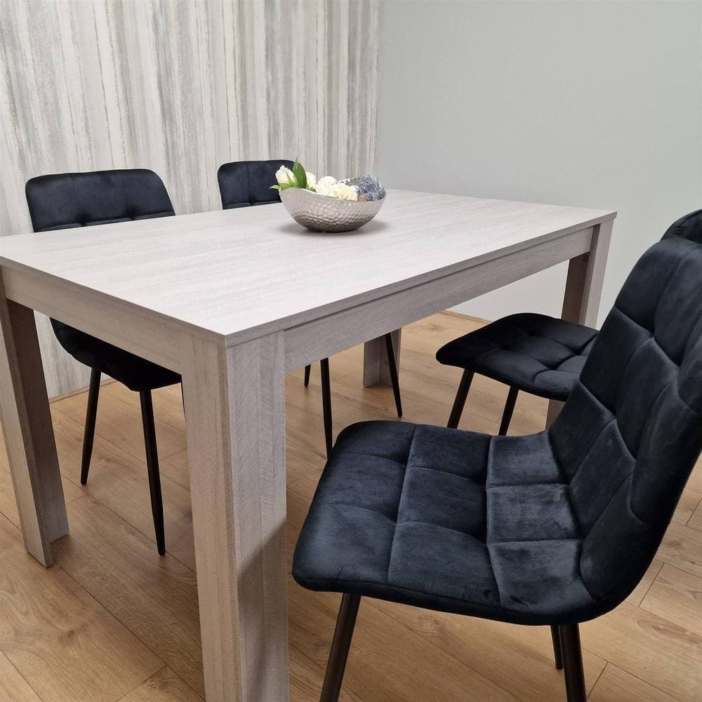 Portland 4 Seater Square Velvet Dining Table Set Arrow Grey and Black - image 2