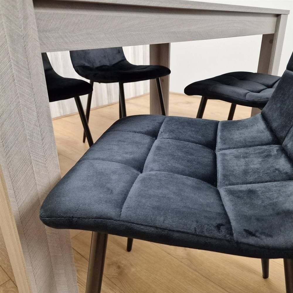 Portland 4 Seater Square Velvet Dining Table Set Arrow Grey and Black - image 3