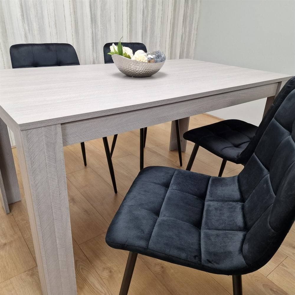 Portland 4 Seater Square Velvet Dining Table Set Arrow Grey and Black - image 5