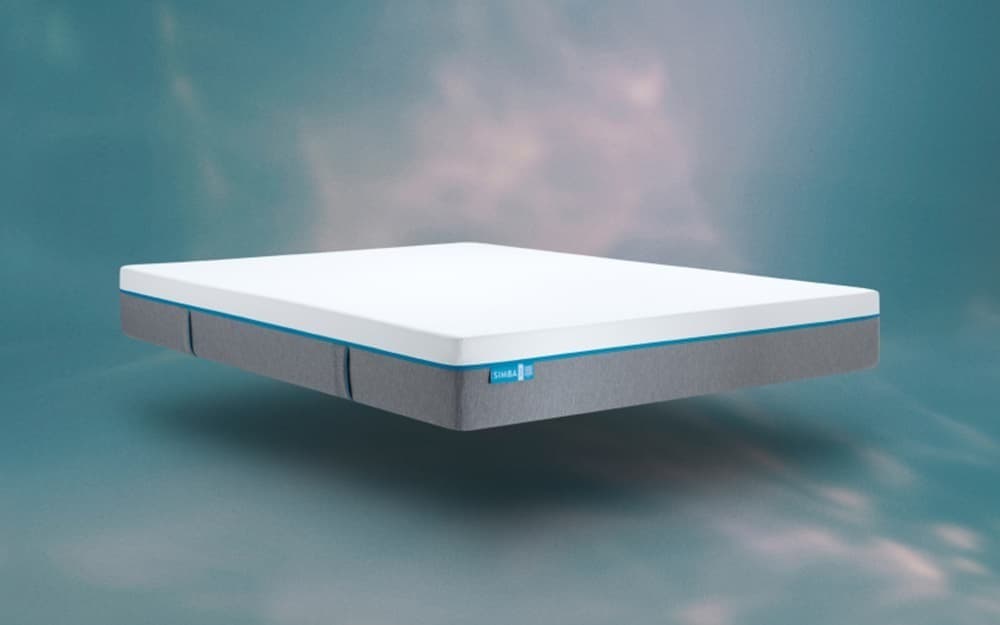 Simba Inter Comfort Hybrid 1500 Pocket Mattress in small double size, featuring a white top layer and grey sides with a blue accent stripe.