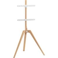 Light wood TTAP tripod stand with VESA 400 x 400 mount, sleek design, three-legged base, and adjustable brackets.