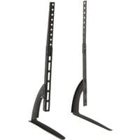 Black TTAP UNIV1 universal TV stand with adjustable metal legs, fits 20"-70" TVs, sleek and minimalist design.