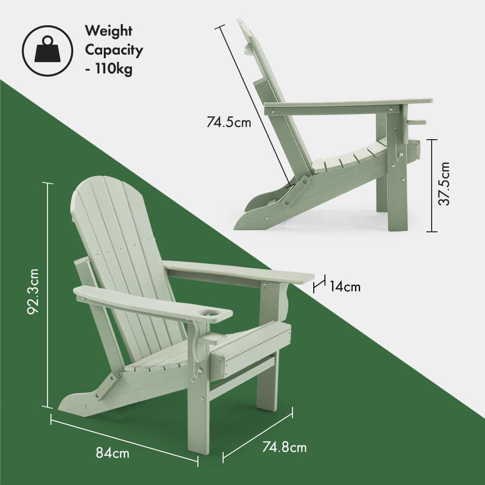 Westport Adirondack Green Folding Garden Chair - image 5