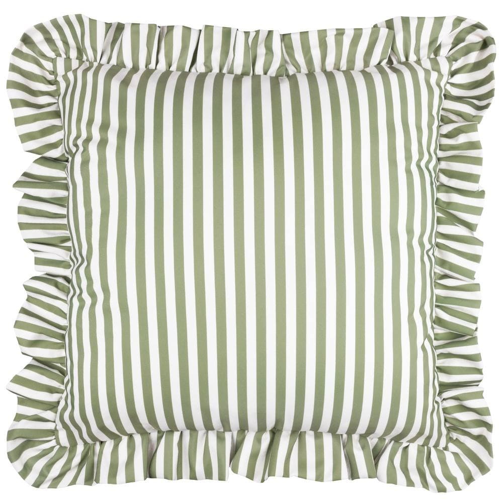 Wylder Nature Millie Ruffle Stripe Green Cushion 50 x 50cm - image 2