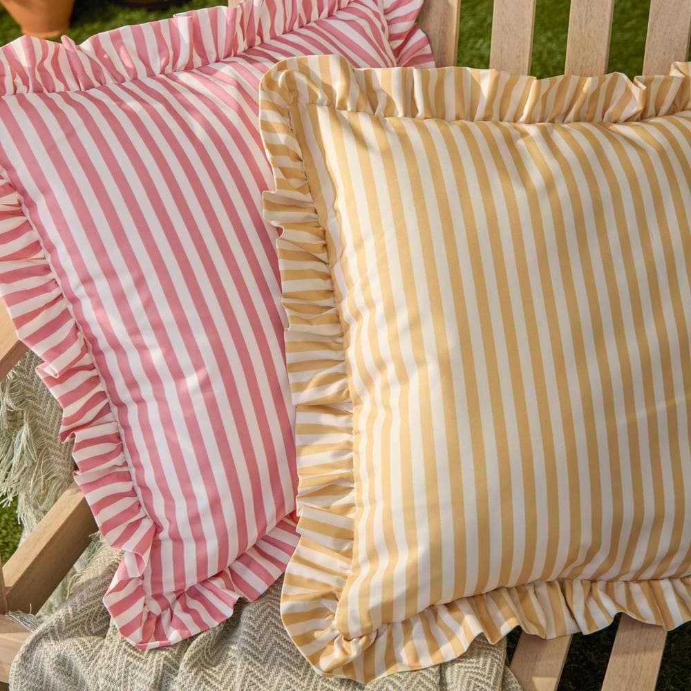 Wylder Nature Millie Ruffle Stripe Pink Cushion 50 x 50cm - image 5
