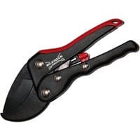 Black and red Wilkinson Sword pruning shears with ergonomic handle and stainless steel blade.