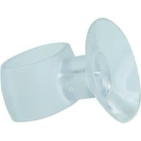Clear plastic 2N smart lock accessory with cylindrical body and flared end for dismounting logo discs.