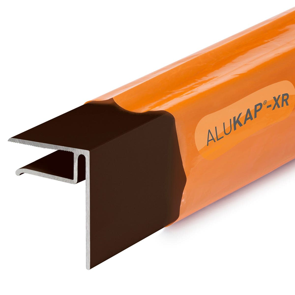 10mm End Stop Bar in brown, measuring 2.4 meters, featuring a sleek aluminum design with a smooth finish and a distinctive orange branding label.