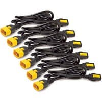 Black APC power cord kit, six locking C13 to C14 cables, 1.8m length, with yellow connectors.