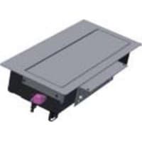 Black and grey Bachmann 925.500 outlet box with rectangular shape and visible mounting brackets.
